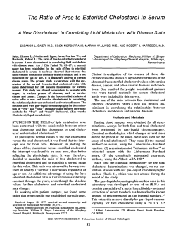 The Ratio of Free to Esterified Cholesterol in Serum: A New