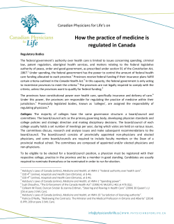 How the practice of medicine is regulated in Canada