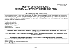 equalities monitoring - Melton Borough Council