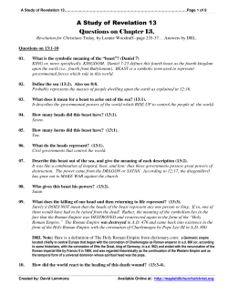 A Study of Revelation 13 Questions on Chapter 13