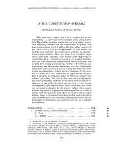 IS THE CONSTITUTION SPECIAL?