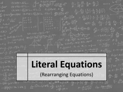 Literal Equations