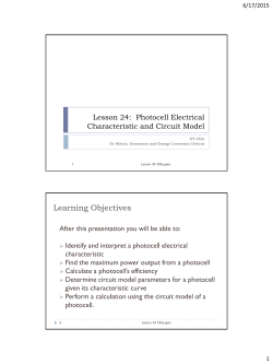 Lesson 24: Photocell Electrical Characteristic and Circuit Model