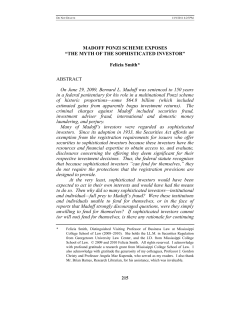 MADOFF PONZI SCHEME EXPOSES &ldquo;THE MYTH OF THE