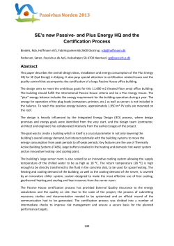 Passivhus Norden 2013 SE`s new Passive