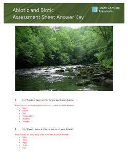 Abiotic and Biotic Assessment Sheet Answer Key
