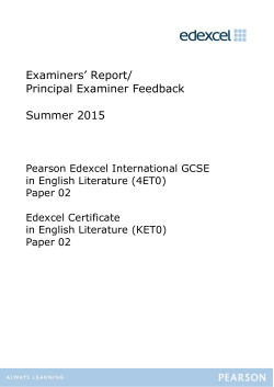 Examiner Feedback Summer 2015 - Edexcel