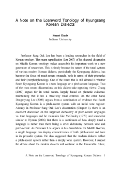 A Note on the Loanword Tonology of Kyungsang Korean Dialects
