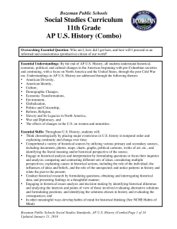 11th Grade AP US History (Combo) Standards