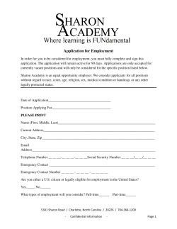 Sharon Academy Application for Employment
