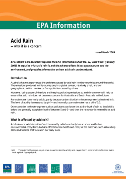 Acid Rain &mdash; why it is a concern