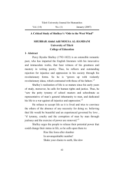 A Critical Study of Shelleye`s &ldquo;Ode to the West Wind&rdquo;
