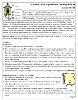 Academic Skills Improvement: Reading Fluency Drill Sandwich