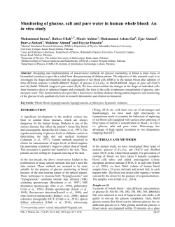 Monitoring of glucose, salt and pure water in human whole blood