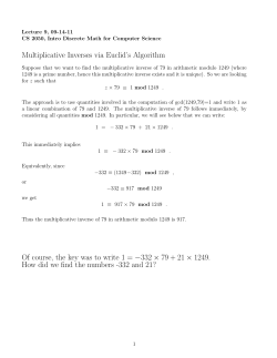 Multiplicative Inverses via Euclid`s Algorithm Of course, the key was