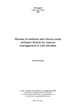 Review of methane and nitrous oxide emission factors for manure