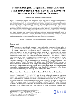 Music in Religion, Religion in Music: Christian Faith and Confucian