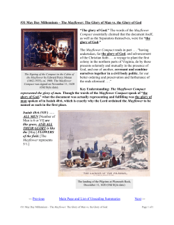 The Mayflower: The Glory of Man vs. the Glory of God