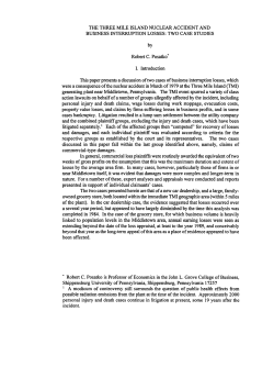The Three-Mile Island Nuclear Accident and Business Interruption