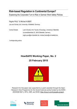 Risk-based Regulation in Continental Europe?