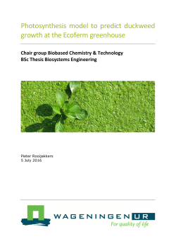 Photosynthesis model to predict duckweed growth at the Ecoferm