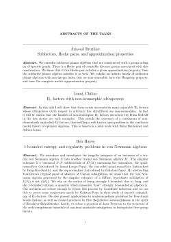 Arnaud Brothier Subfactors, Hecke pairs, and approximation