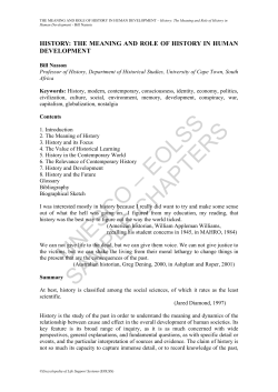 History: The Meaning and Role of History in Human