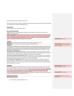 LAB: Some metals are more reactive than others Plan: Rank the five