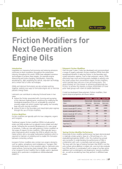 Friction Modifiers for Next Generation Engine Oils - Lube