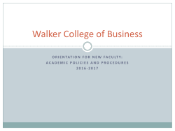 Faculty Orientation - Walker College of Business Advising