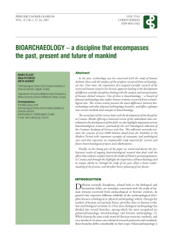 BIOARCHAEOLOGY &ndash; a discipline that encompasses the past
