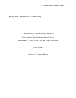 A Pre/Post Analysis of Death Anxiety 1 Running Head