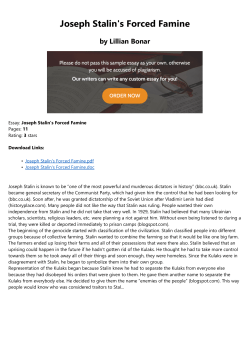 Joseph Stalin`s Forced Famine