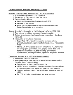 The New Imperial Policy on Revenue (1763