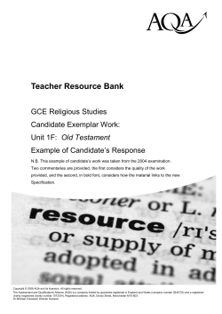 A-level Religious Studies Candidate exam responses RSS06