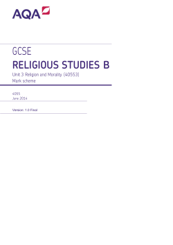 Mark scheme Unit 03 - Religion and Morality (40553) June 2014