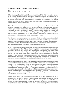 EINSTEIN`S SPECIAL THEORY OF RELATIVITY