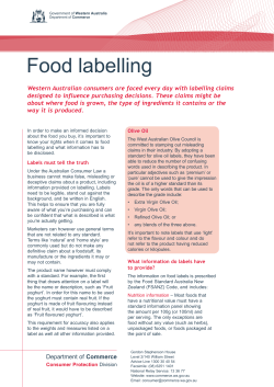 Food labelling - Department of Commerce