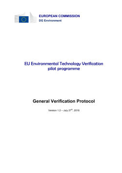 EU Environmental Technology Verification pilot programme General