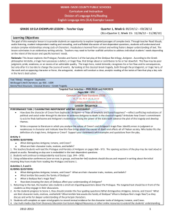 Learning Objectives Lesson Sequence