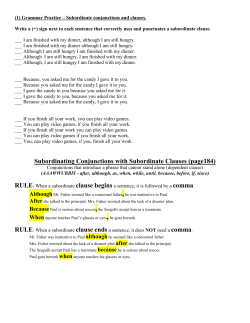 Subordinating Conjunctions with Subordinate Clauses (page184)