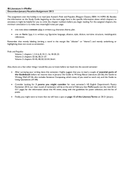 Pride and Prejudice: Useful Background Information