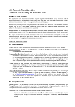 Application Guidelines - UCL Research Ethics Committee