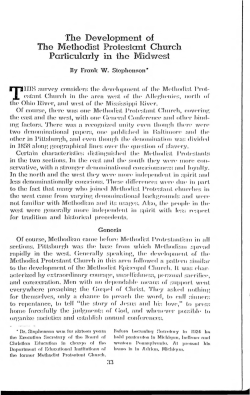 The Development of The Methodist Protestant Church Particularly in