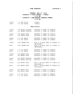 time schedule division i 3:15 pm district 1 preliminary running events