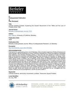 Chinese Student Protests: Explaining the Student Movements of the