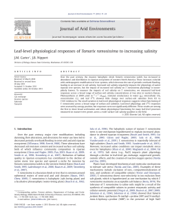 Leaf-level physiological responses of Tamarix ramosissima to