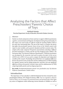 Analyzing the Factors that Affect Preschoolers` Parents` Choice of Toys