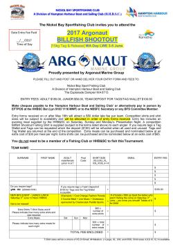 Billfish Shootout Entry Form - Nickol Bay Sportfishing Club