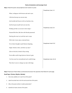 Poetry Introduction and Scavenger Hunt Step 1: Read the poem and